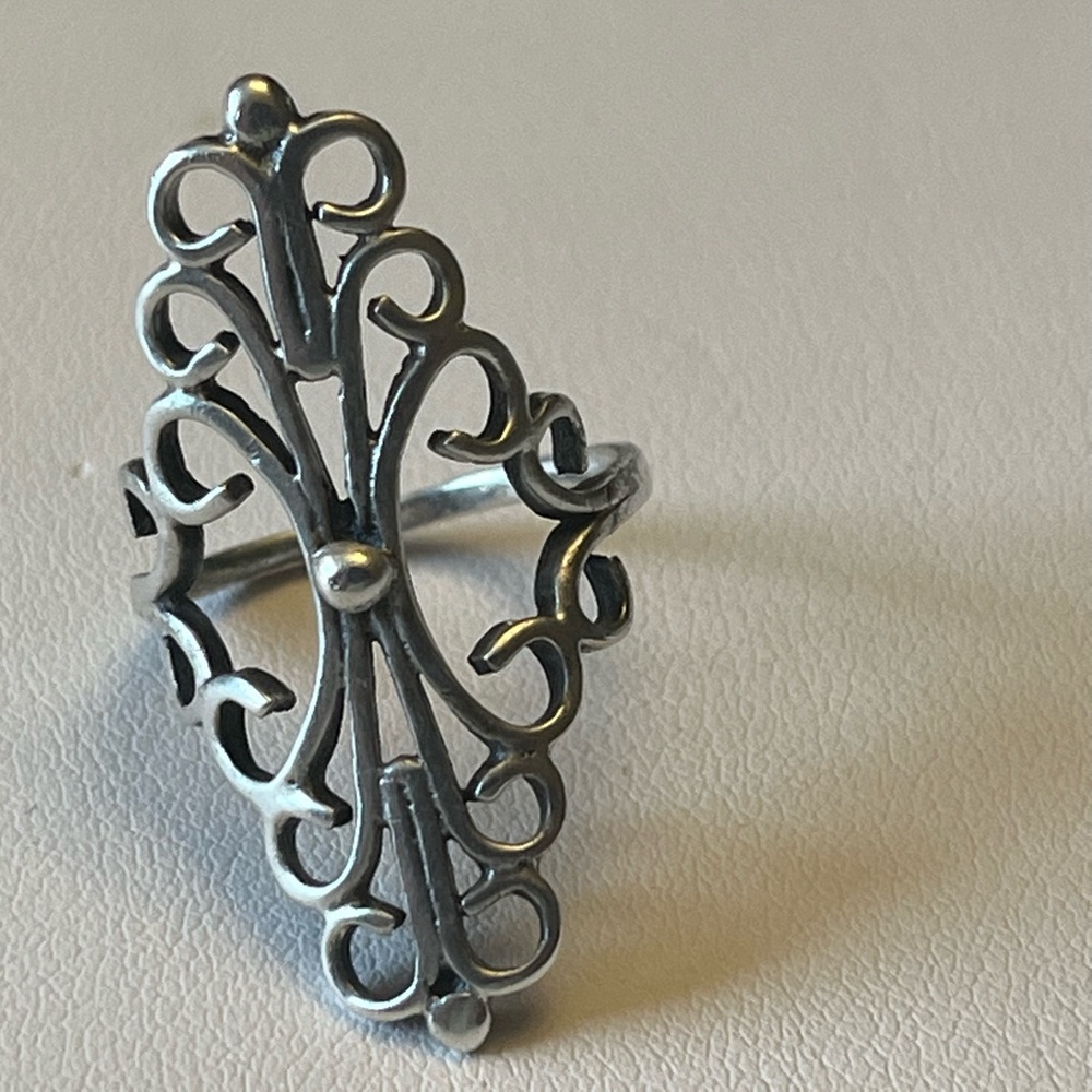 Vintage Silver 925 Handcrafted Open Filagree Ring - Size 5-1/2